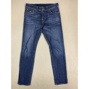 True Religion Jeans Mens 31 Blue Rocco Relaxed Skinny Mid Rise Button Fly Denim